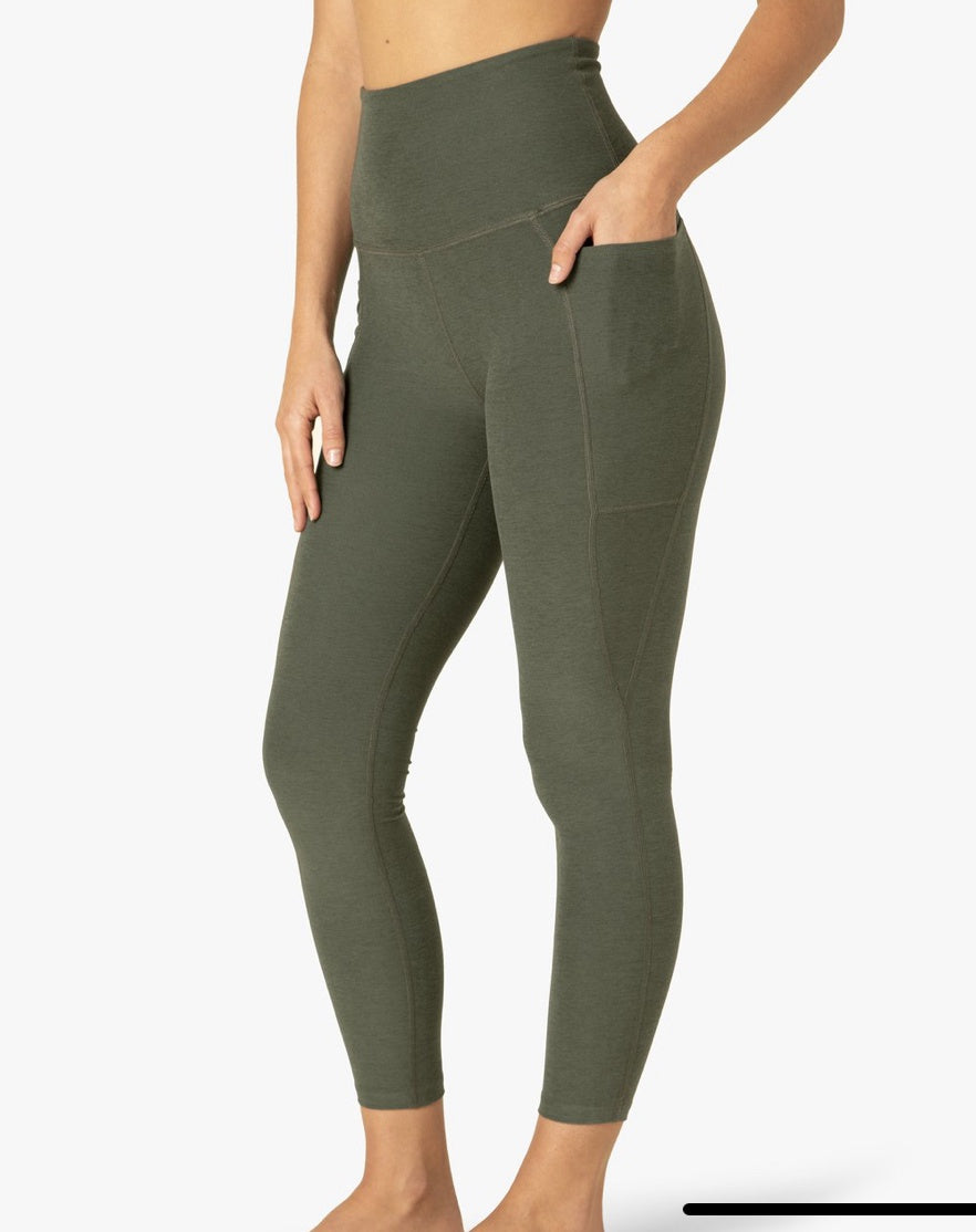 Out Of Pocket High Waisted Midi Legging - Eden Green Heather – Ginger Thomas